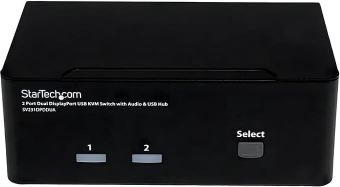 StarTech.com 2 Port Dual DisplayPort USB KVM-schakelaar w/ Audio & USB Hub