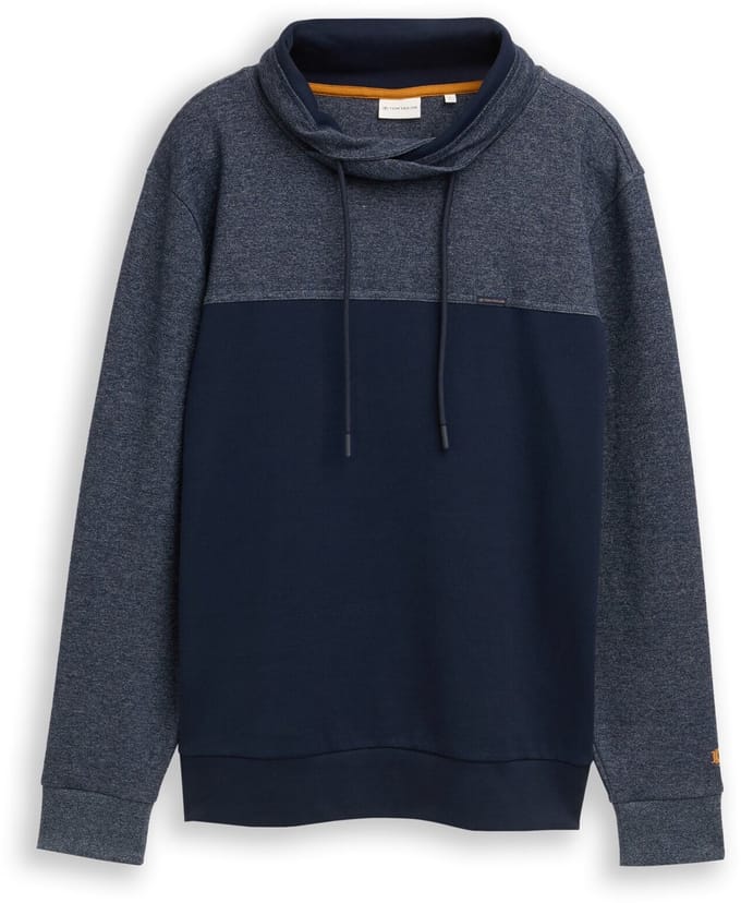 Tom Tailor - Snood Sweatshirt met structuurmix - Maat S - navy fine yd stripe