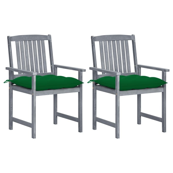 vidaXL - Tuinstoelen - 2 - st - met - kussens - massief - acaciahout - grijs