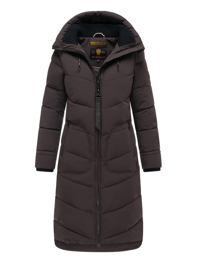 Marikoo dames winterjas Benikoo met capuchon & geribde kraag – warm en stijlvol