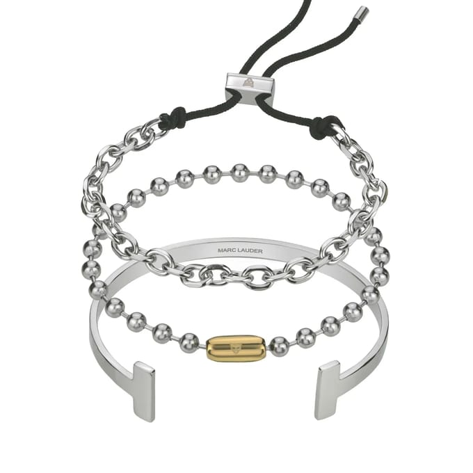 Echte leren/roestvrijstalen armband Marc Lauder