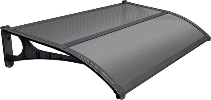 Luifel - Zonnescherm Deur - Bescherming Buiten - Holle Kamer Polycarbonaat - 100x135 cm - Grijs