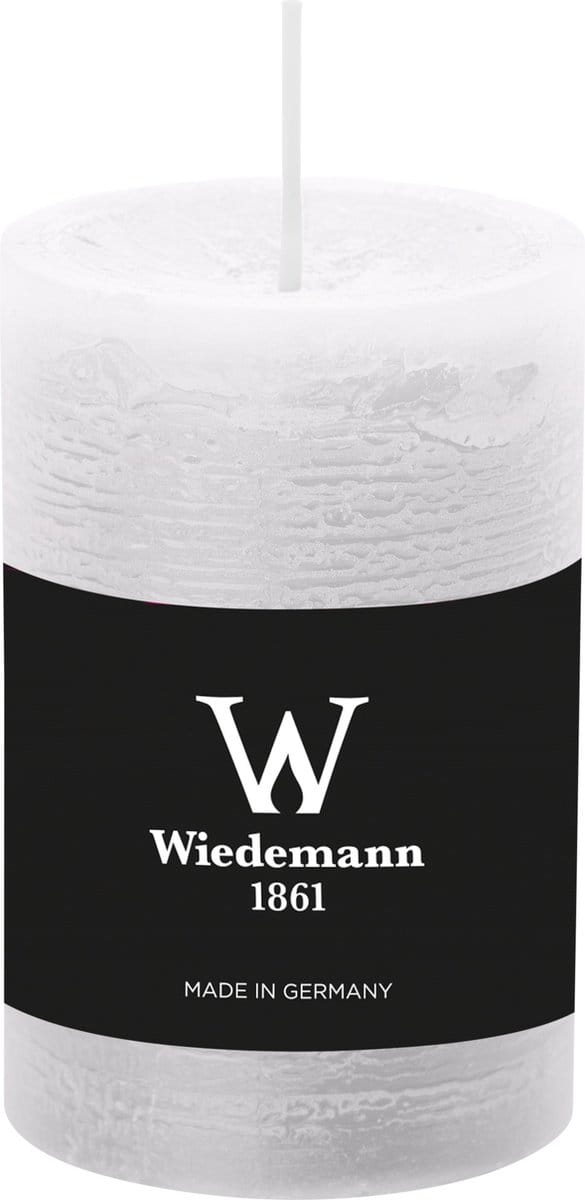 Wiedemann Cilinderkaars/stompkaars - rustieke kaars - wit - 6 x 9 cm - 30 branduren
