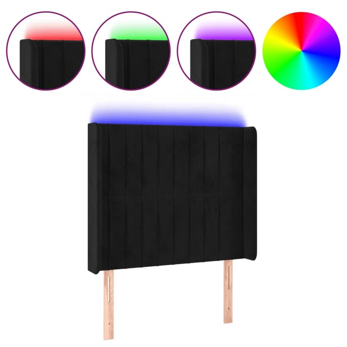 vidaXL - Hoofdbord - LED - 93x16x118/128 - cm - fluweel - zwart