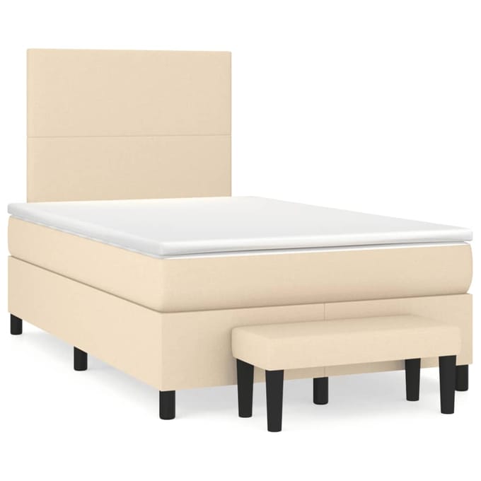 vidaXL - Boxspring - met - matras - stof - crèmekleurig - 120x190 - cm