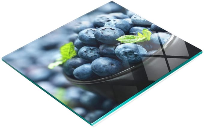 Serveerplank van gehard glas met bosbessenmotief, 60x52 cm