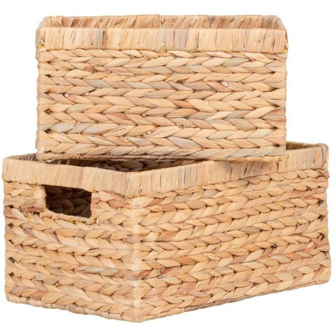 Passo Baskets - Rechthoekige manden in waterhyacint, set van 2