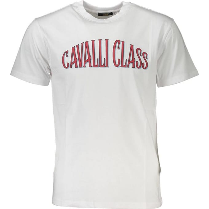 Cavalli Class Witte Katoenen Heren T-Shirt