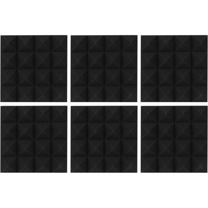 6pcs Forme Pyramide Coton Insonorisant Mousse Panneaux Acoustiques Studio Mousse d'Insonorisation(Noir )