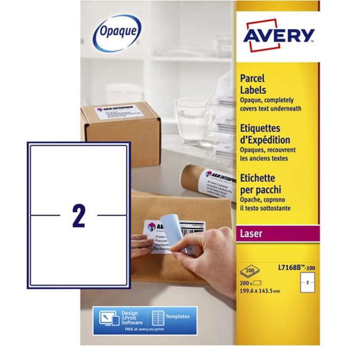 Verzendetiket Avery Block-out - 199 - 6x143 - 5mm wit doos 100 vel - 2 etiketten per vel