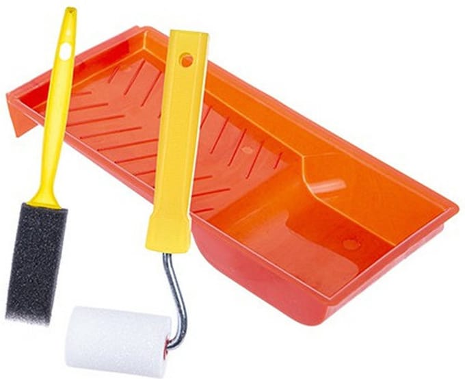 CM Verfroller set - beugel en sponskwast - 21 x 10 x 3.5 cm - kleine verfrollers