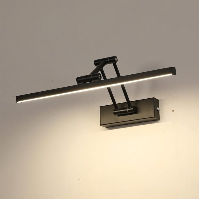 Haobosic Instelbare Spiegel - Spiegelverlichting - Zwart - 9W Neutraal Wit - IP44