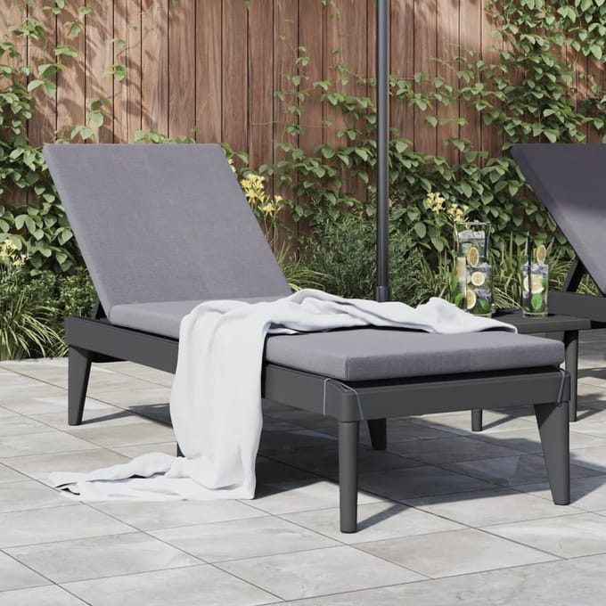 vidaXL - Ligbed - 186x60x29 - cm - polypropeen - antracietkleurig