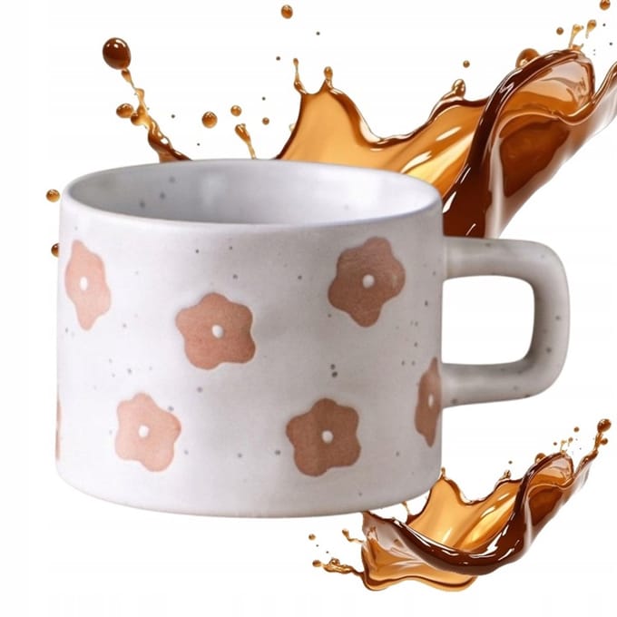 Elegante keramische mok 250 ml met bloemmotief - ongemarkeerd