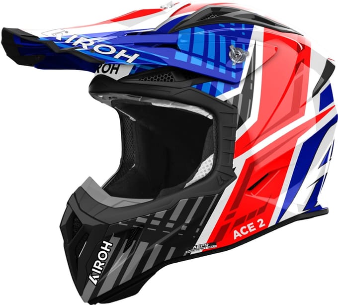 Airoh Aviator Ace 2 Proud Blauw Rood Glanzend Offroad Helm - Maat L - Helm