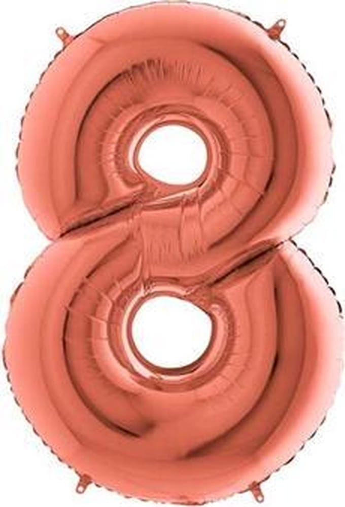 Folieballon cijfer '8' rosÃ© goud (100cm)