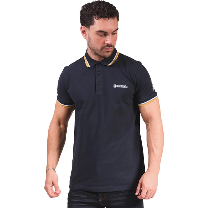 Lambretta Herenpoloshirt met drie punten (Marine/Wit/Kaas/Goud)