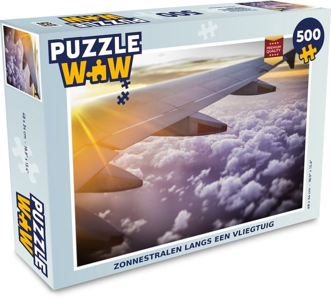 Puzzel Zonnestralen langs een vliegtuig - Legpuzzel - Puzzel 500 stukjes