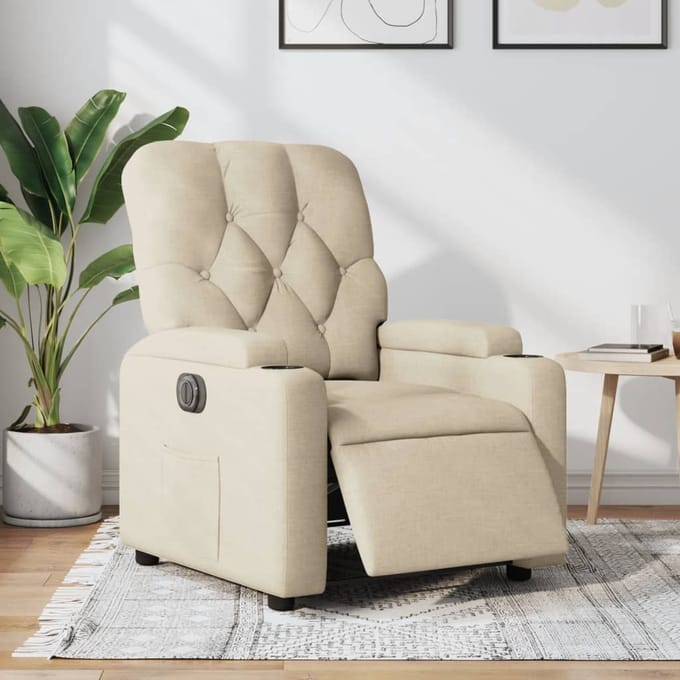 vidaXL - Fauteuil - verstelbaar - elektrisch - stof - crèmekleurig