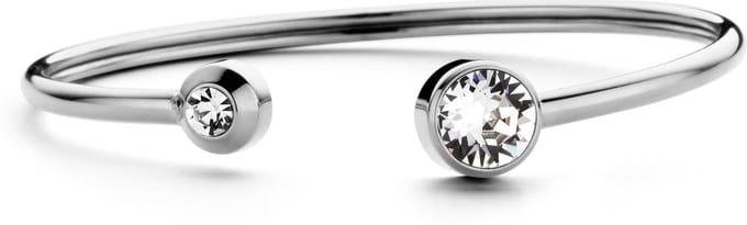 CO88 Collection Sparkle 8CB-90331 Stalen Flex Bangle - Kristal Stenen 4 en 8 mm - Grootte 58x49 mm - Zilverkleurig