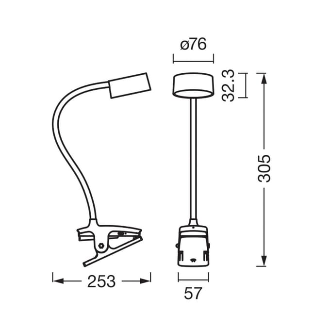 OSRAM LED klemlamp Office Line Cylinder, wit, CCT, dimbaar
