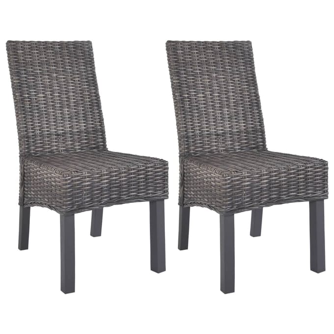 vidaXL Eetkamerstoelen 2 st kubu rattan en mahoniehout bruin