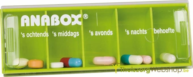 Pillendoosje voor 1 dag met 5 vakken - Nederlands - Anabox