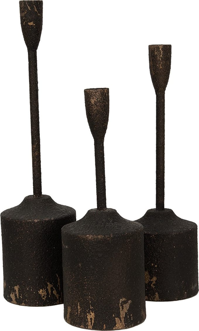 Clayre & Eef Kandelaar Set van 3 35/30/25 cm Zwart IJzer