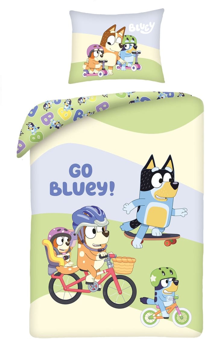 Bluey Dekbedovertrek Go Bluey - 140 x 200 cm + 70 x 90 cm - Katoen