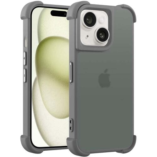 Coverzs matte Shock case geschikt voor iPhone 14 (grijs) - shockbestendig, premium bescherming, duurzaam