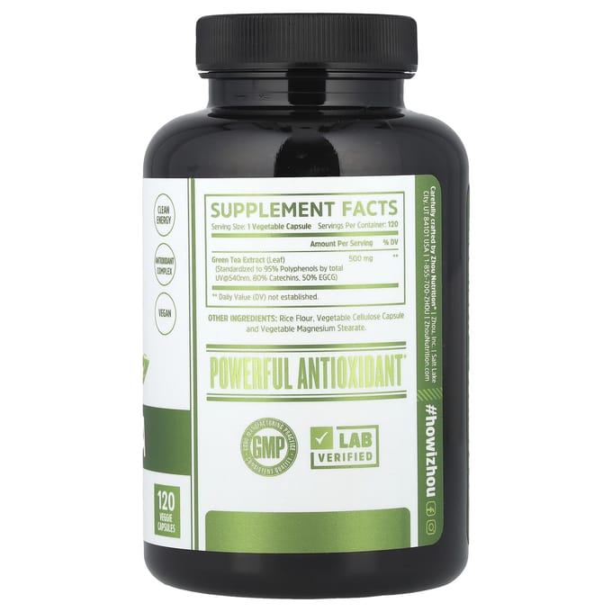 Zhou Nutrition, Groene Thee Extract, 120 Vegetarische Capsules