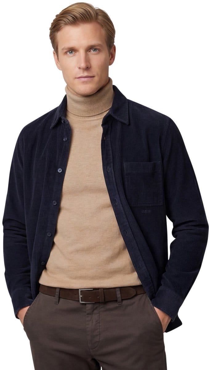 Overshirt Boss orange donkerblauw effen borstzak