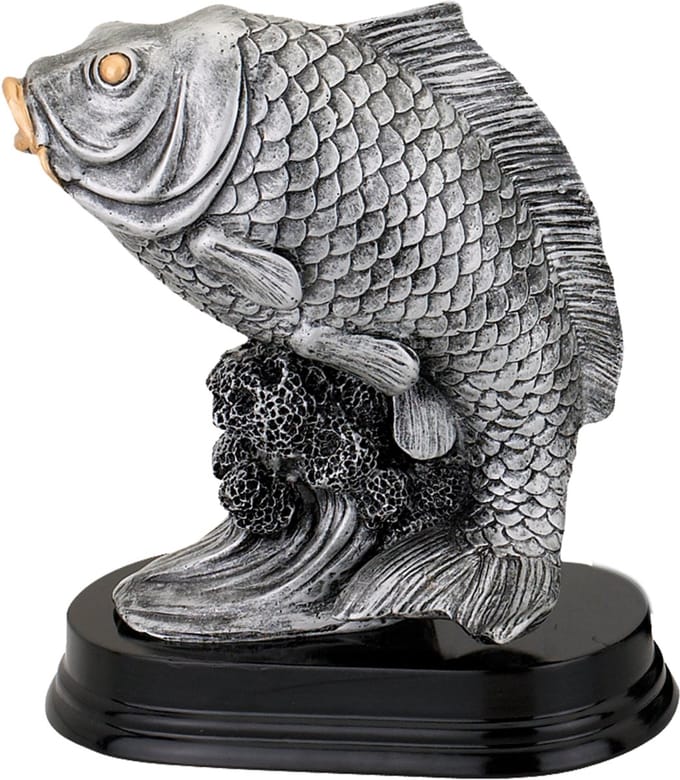 Trofee Jumping Fish XXL Extra Extra Large 37 cm(!) Silver/Gold Prijs Grote Vis Karper Viswedstrijd