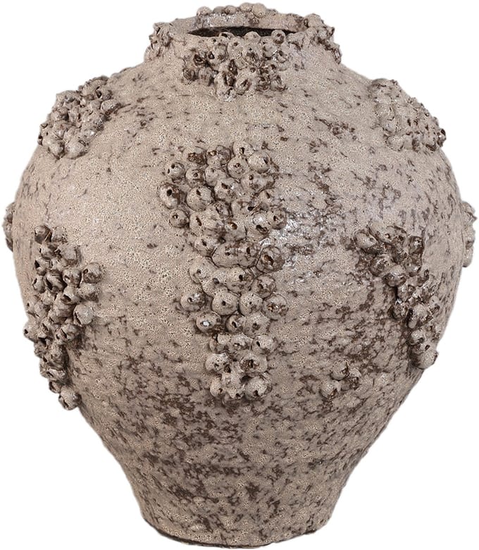 PTMD Deisy Beige Ceramic Jar Shaped Vase Rough Coral M