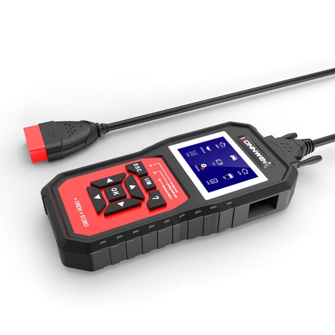 KONNWEI KW460 Alle systeem-OBD-scanner diagnostisch hulpmiddel met 11 speciale functies voor het matchen van batterijen, zwart