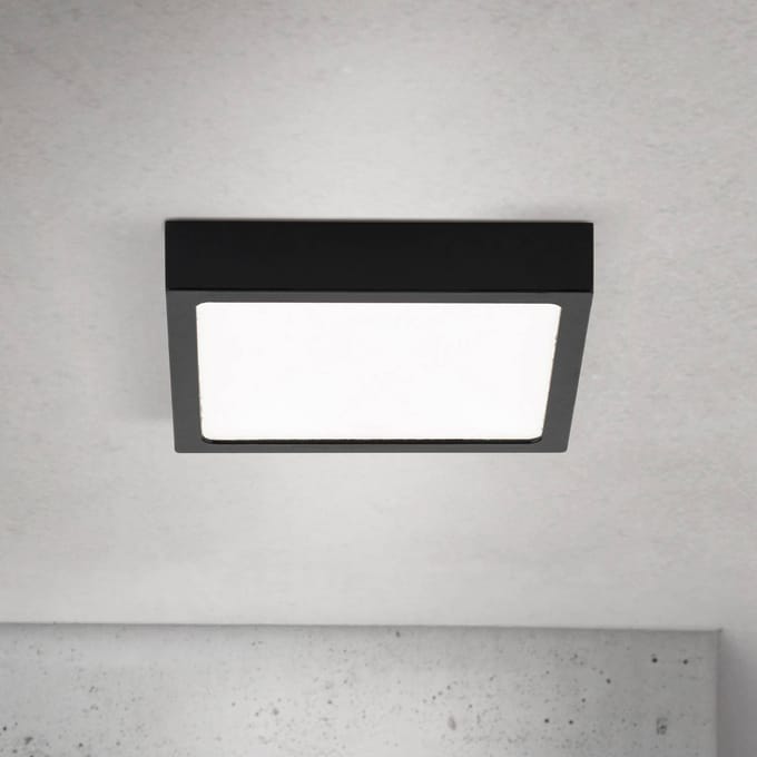 ORION LED plafondlamp Disc, zwart Lengte 14 cm, CCT Metaal