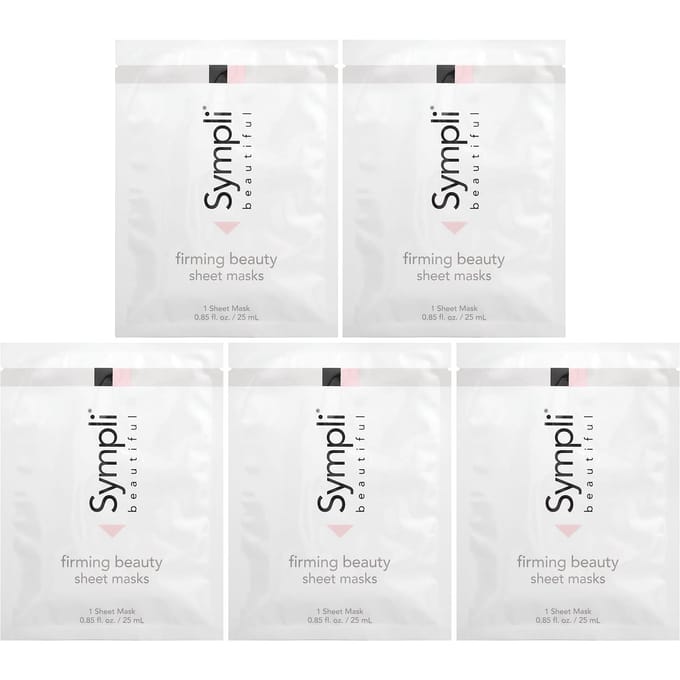 Sympli Beautiful, Firming Beauty Sheet Mask, 5 sheet masks, 25 ml (0.85 fl oz) each white