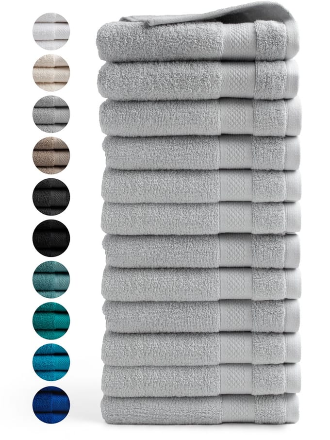 DoubleDry Handdoeken 50 x 100 - set van 12 - Hotel kwaliteit 500 g/m2 - 12x Lichtgrijs