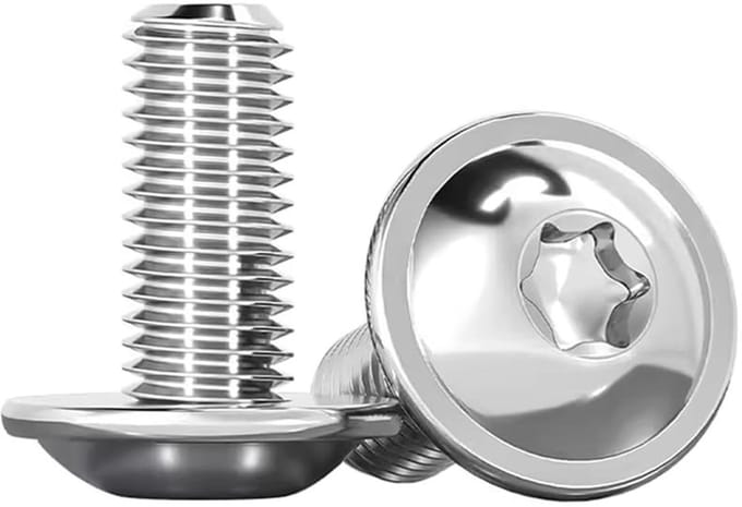 Set van 20 RVS Torx Schroeven M4 x 20mm met Flens, ISO 7380-2, Volle Draad en Moeren