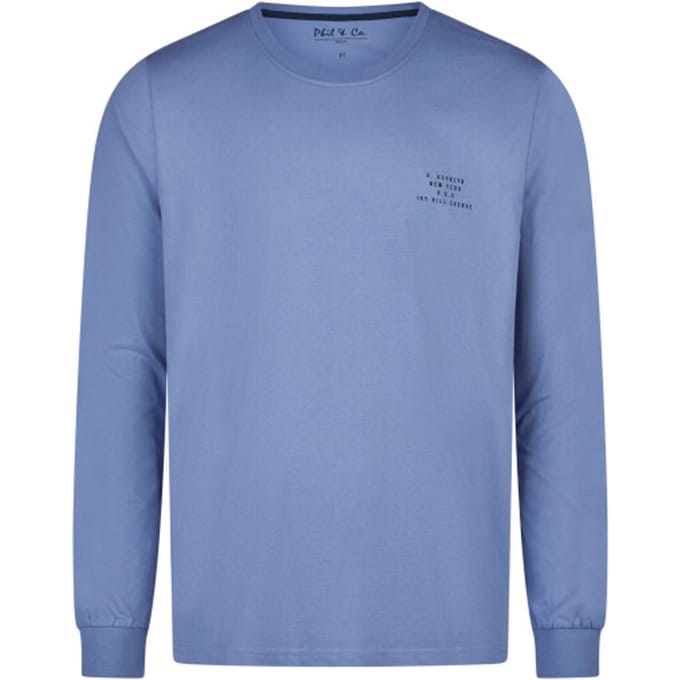 Phil & Co Heren Pyjamashirt Lange Mouw Blauw - Maat M