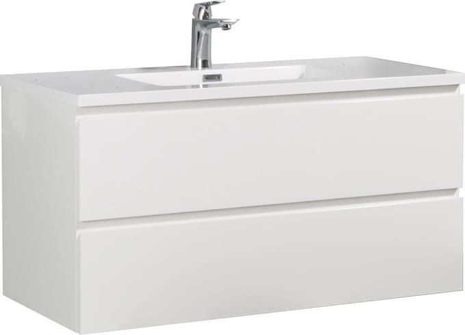 Badplaats Badkamermeubel Set Angela 100 cm – Wit Hoogglans – Badmeubel met Wastafel