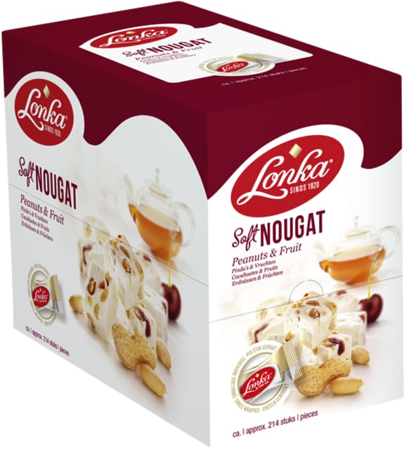 Lonka Nougat peanut & fruit - per stuk verpakt - box a 2,57kg