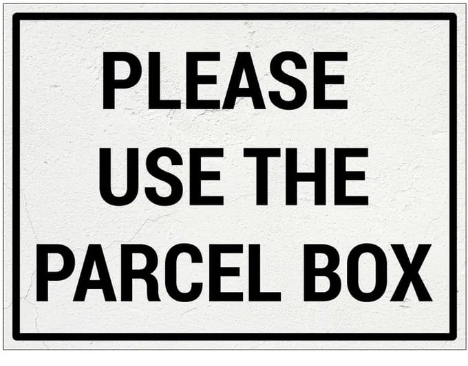 Please use the parcel box bord | Forex Re materiaal | 20 x 15 cm