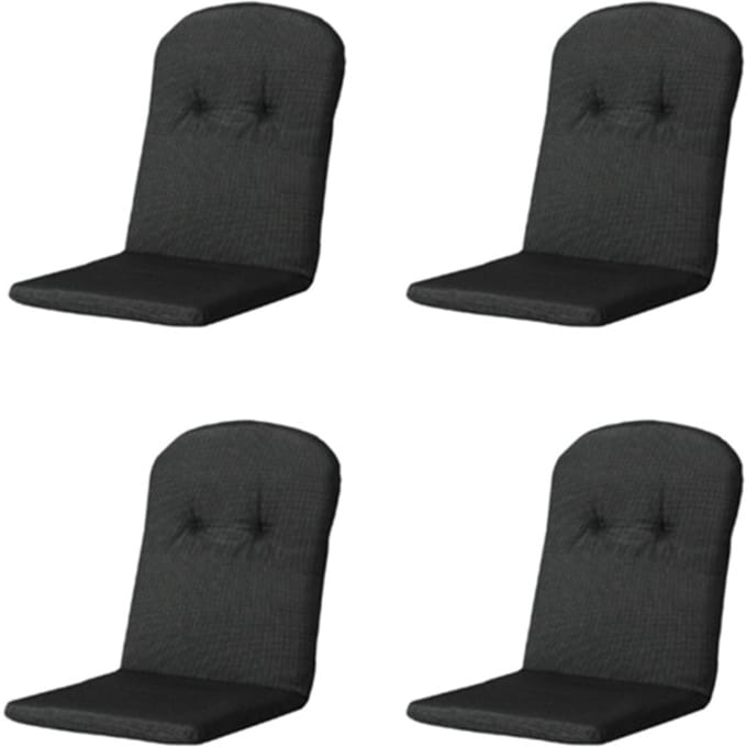 Madison - Kuipstoelkussen Hoge Rug Rib black - Ca. 96x45 cm - Set van 4