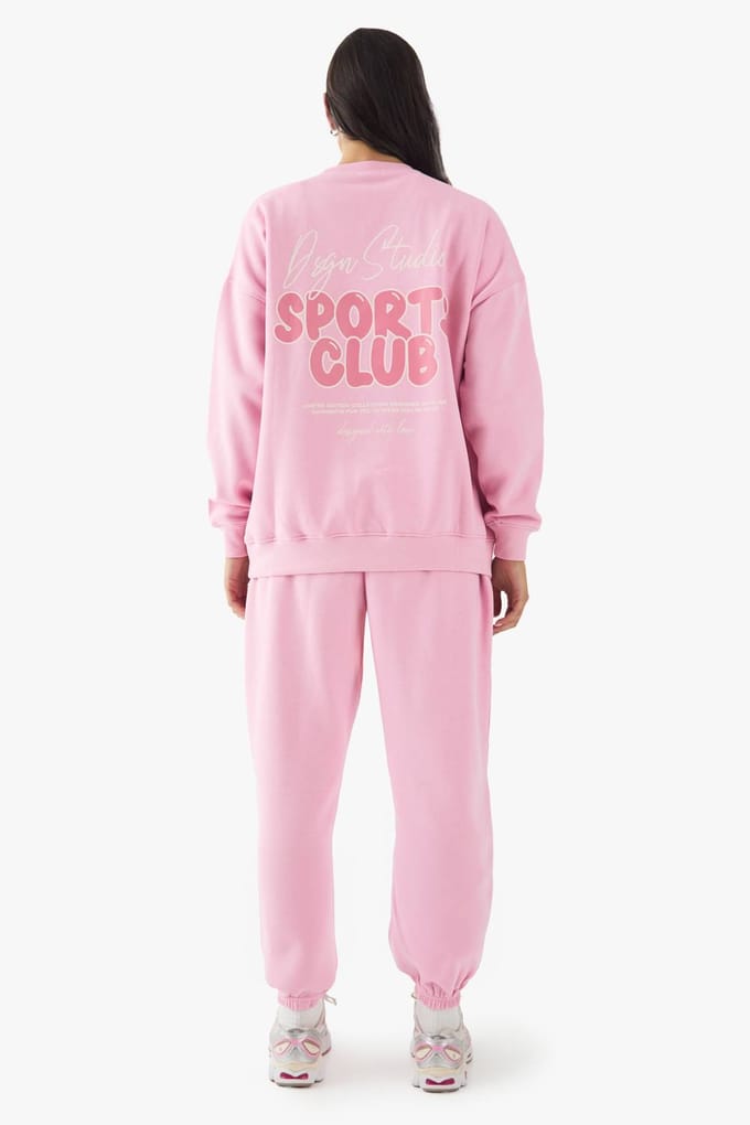 boohoo Dames DSGN Studio Sports Bubble Slogan Oversized Jogger | Pink | Maat: XS