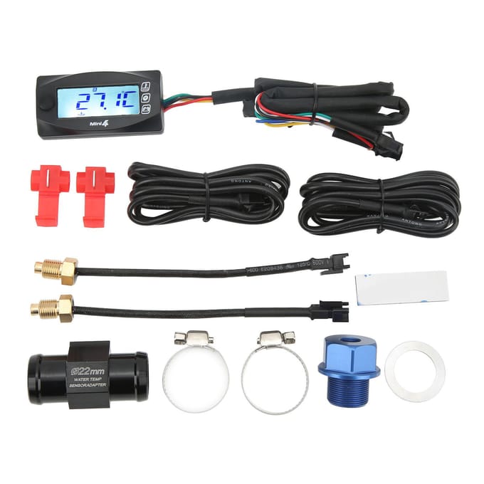 4-in-1 Water Olie Temperatuur Tijd Spanning Meter LCD Digitale Weergave DC12V Universeel voor Motorfiets M20*1.0 black
