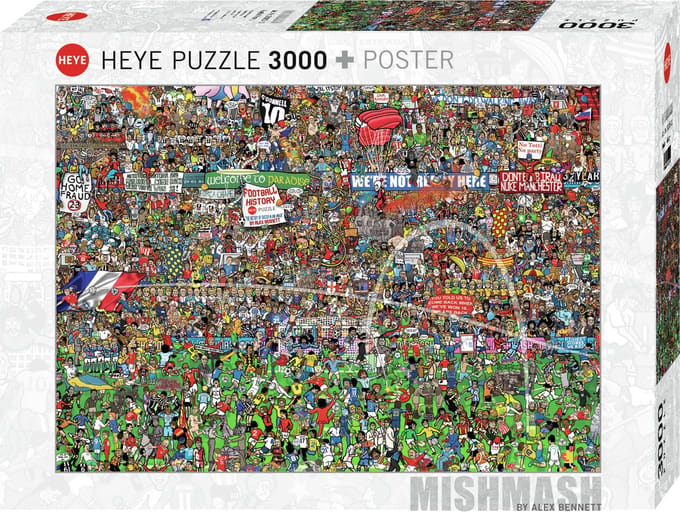Heye puzzel voetbal geschiedenis 3000 stukjes legpuzzel cartoon.