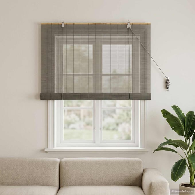 vidaXL - Rolgordijn - Grijs - 100 - x - 160 - cm - Bamboe