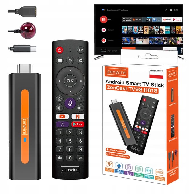 Zenwire TV98 H618 Smart TV Box - Android 14 - 4K - Chromecast - 2/16GB