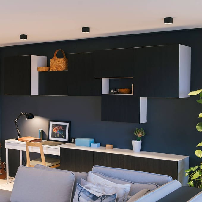 The Light Group GF design Blocky inbouwlamp IP54 zwart 3.000 K